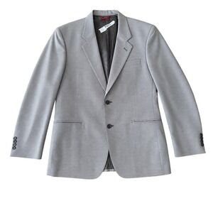 Jos A Bank Mens 44L Grey Wool Micro Check Business Express Blazer Sport Coat